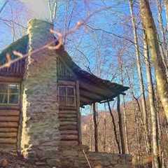 Building a Secret Log Cabin in the Woods With NO Power Tools!