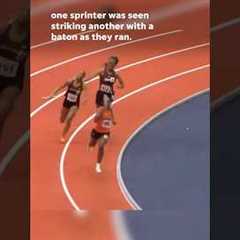 CRAZY Track FIGHT! Track Star ATTACKS Opponent Mid-Race! #shorts #sports #trending