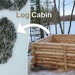 Building a Log Cabin on Our Island Ep.10 | (Mini Cabin Walls)