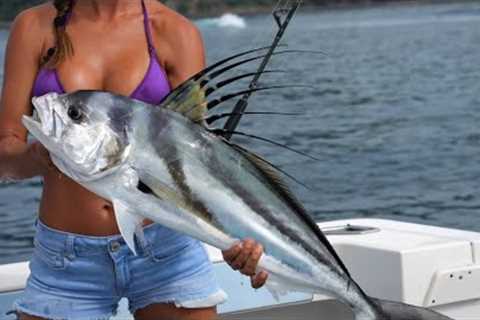 Catching Roosterfish fishing in paradise