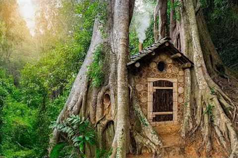 Building a Shelter Between Two Ancient Trees: Forest Survival Skills