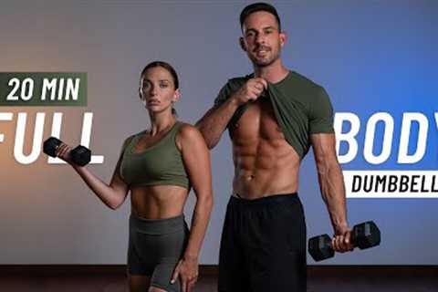 20 MIN FULL BODY DUMBBELL WORKOUT - Strength Training At Home (No Repeats)