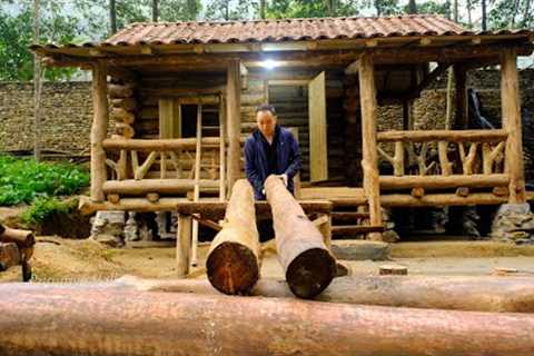 Building Cabin 2025 | This is how Duong's made the wooden stairs to the loft in his cabin!