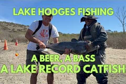 Lake Hodges Fishing! A Beer, A Bass &amp; A Lake Record Catfish!