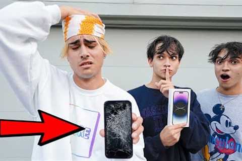 BREAKING Our Brother's iPhone, Then Surprising Him With A NEW iPhone 14!
