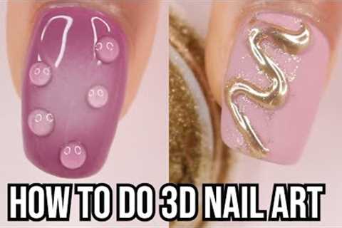 3 WAYS TO DO 3D NAIL ART, 3D gel nail polish at home, how to use chrome, beginners nail art tutorial