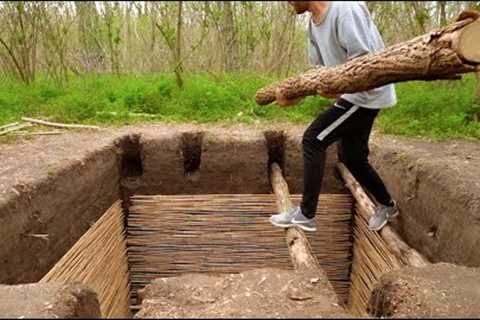 How to Build EASY DIY Doomsday Underground Bunker in the Forest  , ASMR Ambience