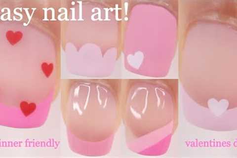EASY VALENTINE'S DAY NAIL ART FOR BEGINNERS, how to do valentines day nails at home, quick &amp;..