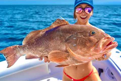HOT Grouper Fishing | 50 Miles Offshore | Catch Clean Cook
