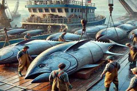 Giant Bluefin Tuna Caught - How European fishermen's Catch &amp; Process MILLIONS of Bluefin Tuna!