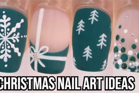 easy Christmas nail art designs! green Christmas holiday nail art compilation 2024 using gel polish