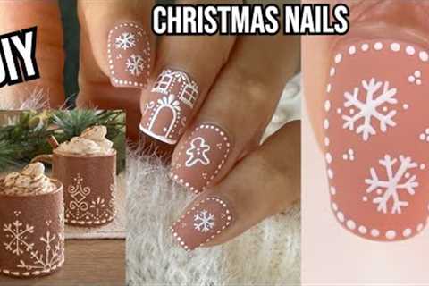 GINGERBREAD CHRISTMAS NAILS , Christmas nail art tutorial 2024, diy nails at home