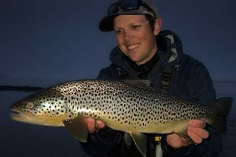 Fly Fishing a Flooded River Mouth at Night for Brown Trout