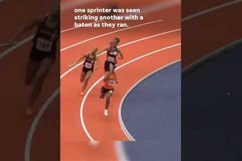 CRAZY Track FIGHT! Track Star ATTACKS Opponent Mid-Race! #shorts #sports #trending