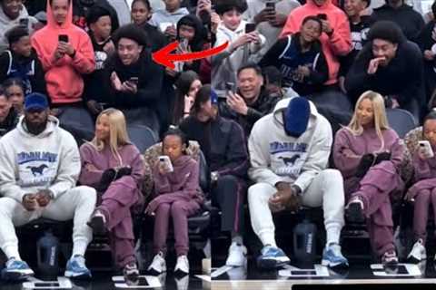 LeBron James &amp; Savannah’s IRRITATED reaction when a fan was heckling at them