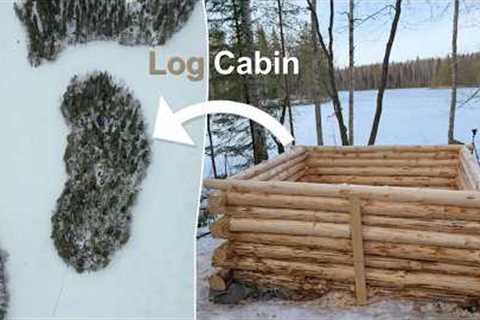 Building a Log Cabin on Our Island Ep.10 | (Mini Cabin Walls)