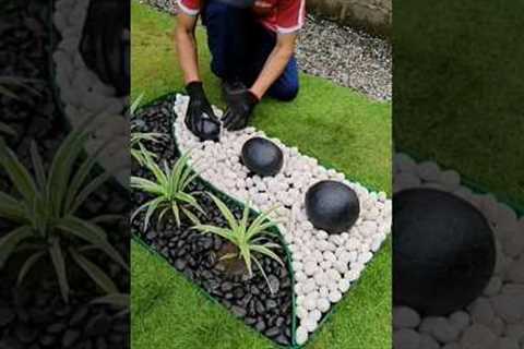 Low Maintenance Garden Design using black and white Pebbles and Rocks #gardenideas #diy #landscape