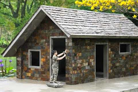 Handcrafted to Perfection! Girls Build 90% of Pond House with Precision Stonework &amp; Hidden..