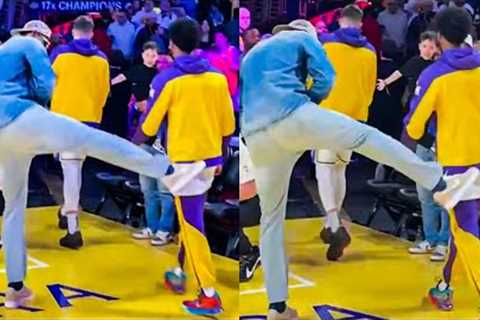 LeBron James Suddenly Kicks Bronny in the Butt and Makes the Crowd Laugh - Lakers vs Suns