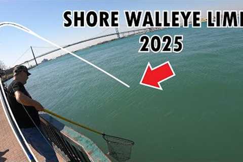 MY FIRST SHORE EARLY SPRING WALLEYE LIMIT OF 2025 - DETROIT RIVER FISHING