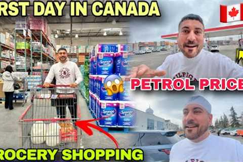 FIRST DAY IN CANADA 🇨🇦 GROCERY SHOPPING AND PETROL PRICES IN CANADA😱