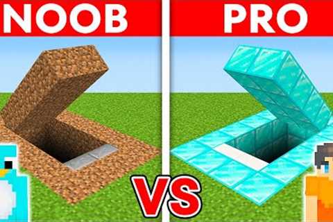 NOOB vs PRO: SECRET BUNKER House Build Challenge in Minecraft