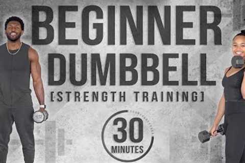 30 Minute Full Body Beginner Dumbbell Workout [With Modifications]