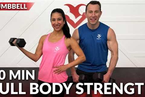 30 Min Full Body Dumbbell Workout at Home - Strength Training for Women &amp; Men with Weights