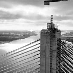 Gordie Howe International Bridge Black and White Aerial Photography