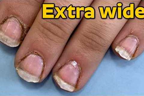 Best Shape for Wide Triangle Nails  ✨ Transformation of Construction worker