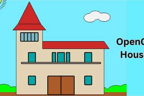 OpenGL House Drawing Tutorial: Sun, Clouds, and Green Areas for Beginners