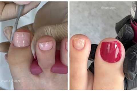 Pink and red ASMR manicure-pedicure