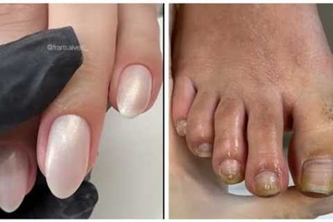 ASMR Manicure + Pedicure in white nude color