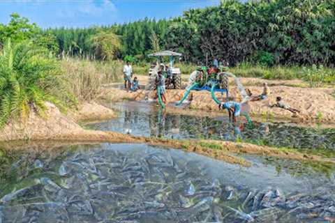 Tractor Water Pump Fishing | River Fish Catching &amp; Traditional Cooking