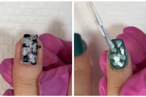Manicure fram.alves_ black-green marble effect
