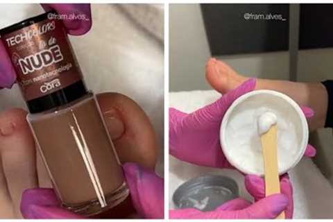 ASMR Nude and brown manicure-pedicure fram.alves
