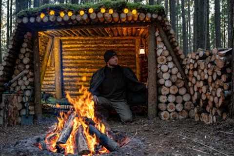 3 Days in a Survival Shelter. Building a warm cozy shelter for survival in the wild. Bushcraft. ASMR