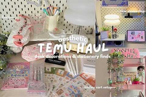 aesthetic temu haul🎀📦 desk decor, cute stationeries, desk makeover AGAIN & more