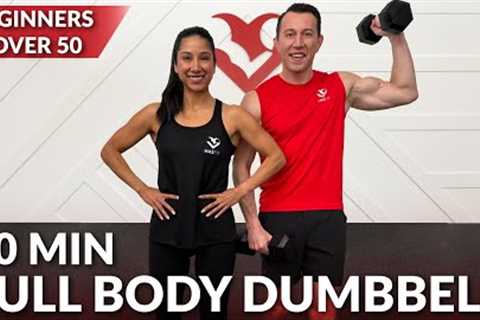 20 Min Beginner Workout at Home with Dumbbells for Women Men Over 50 - Full Body Strength Training