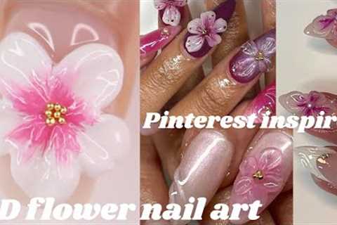 3D FLOWER NAIL ART , how to do 3D nail designs, trying solid builder gel, Pinterest inspired nails