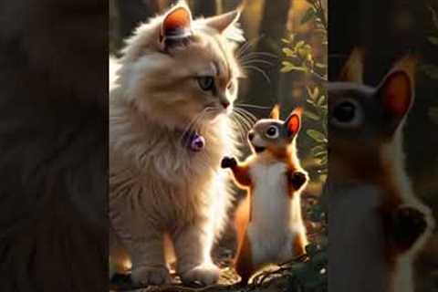 Cat and Squirrel Become Best Friends 🐱🐿️ | Unlikely Animal Friendship Caught on Camera!