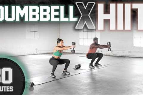 30 Minute FULL BODY Dumbbell HIIT Workout [NO JUMPING/ ADVANCED]