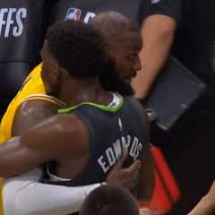 LeBron James shares moment with Anthony Edwards after T-Wolves eliminate Lakers