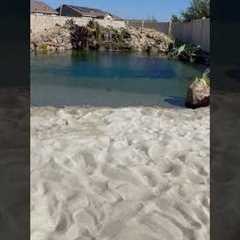 Build me a Beach in my Backyard ☀️ #landscapedesign #naturalpool #swimmingpool