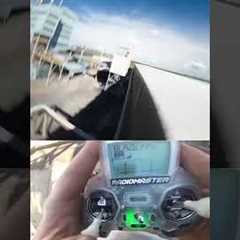 Warm-up on the FPV drone before racing maneuvers in an abandoned building