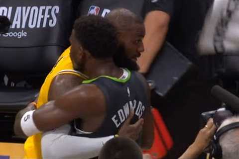 LeBron James shares moment with Anthony Edwards after T-Wolves eliminate Lakers