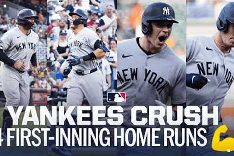 The Yankees CRUSH 4 home runs in the first inning! 💪 (Including back-to-back-to-back homers!)