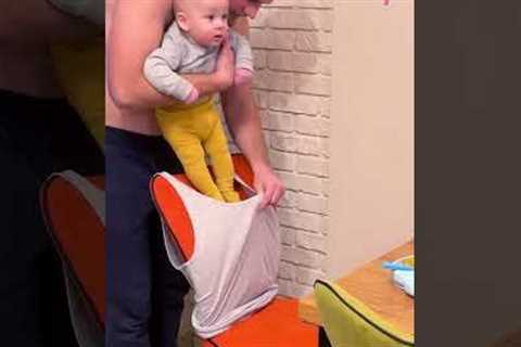 Exhausted dad innovates unique parenting hacks #shorts