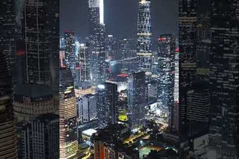 Guangzhou City Aerial View Night, China