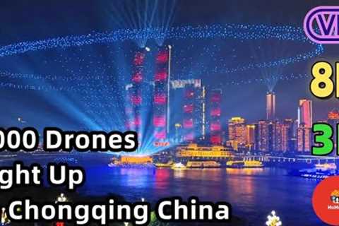 【180° VR】China’s CYBERPUNK Dream: 5,000 Drones Light Up Chongqing’s Skyline! Drone Show  | 3D VR 8K